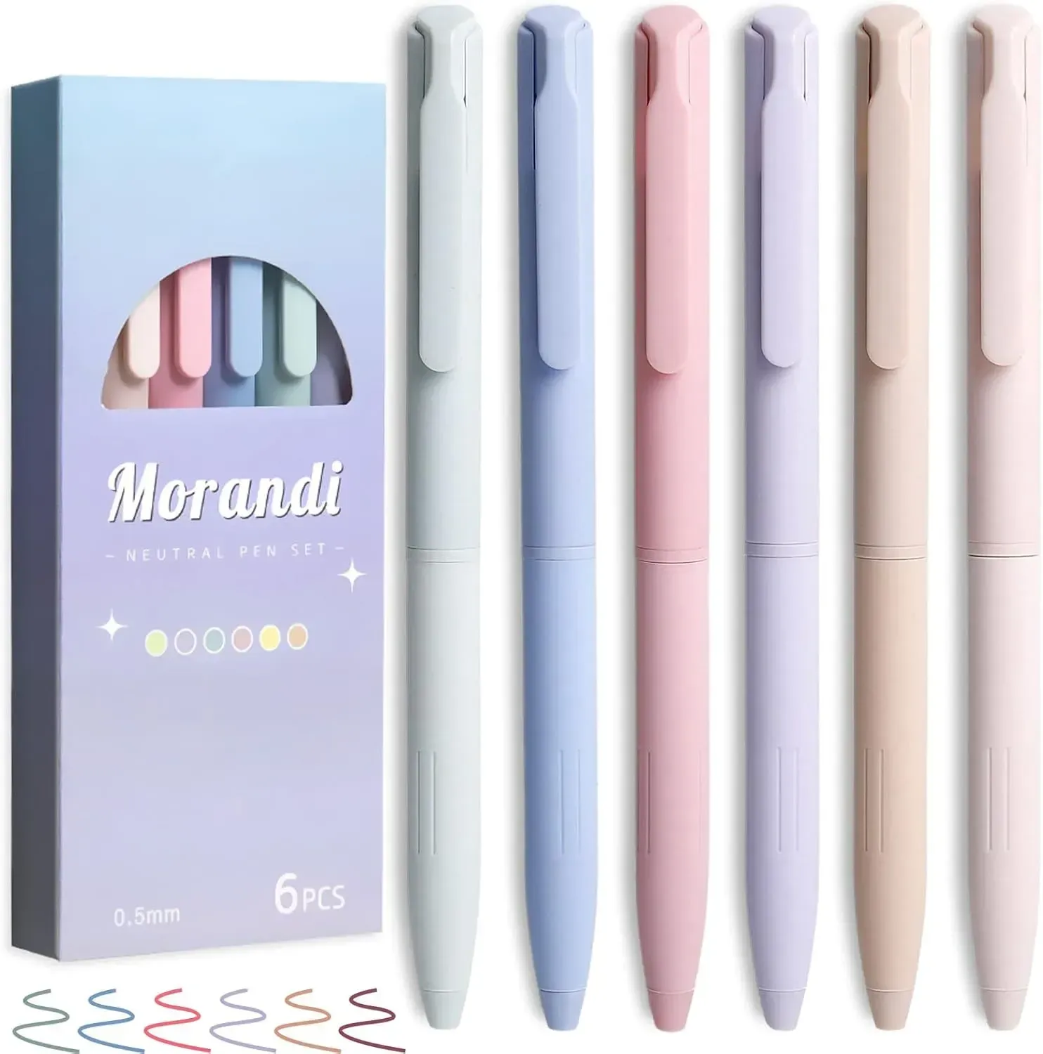 6 PCS Colored Pens for Journaling - 0.5 mm Gel Fine Point Smooth Writing Pens